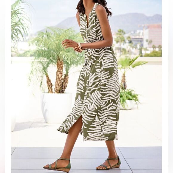 TALBOTS BOTANICAL MAXI SHIRTDRESS - Picture 4 of 13